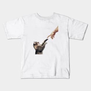 Cat paws and God's hand Kids T-Shirt